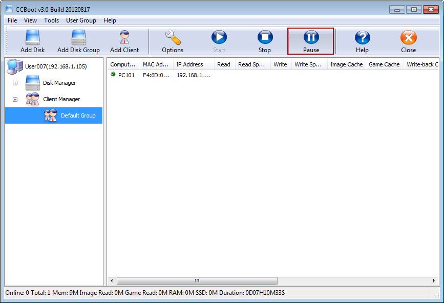 How to Use Pause Service for Diskless Boot CCBoot v3.0 Diskless Boot