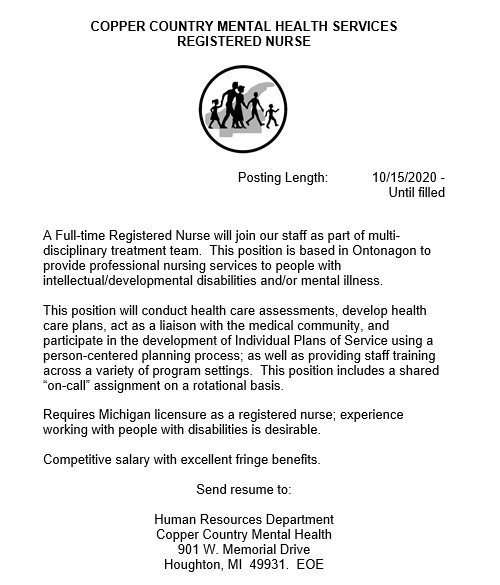 Employment Copper Country Community Mental Health