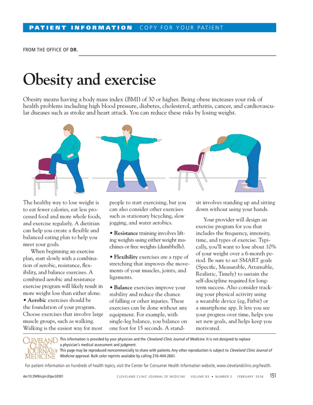Obesity and exercise Cleveland Clinic Journal of Medicine