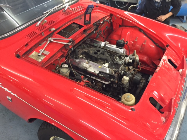 Fire damaged Sunbeam Tiger in for repair CCK Historic