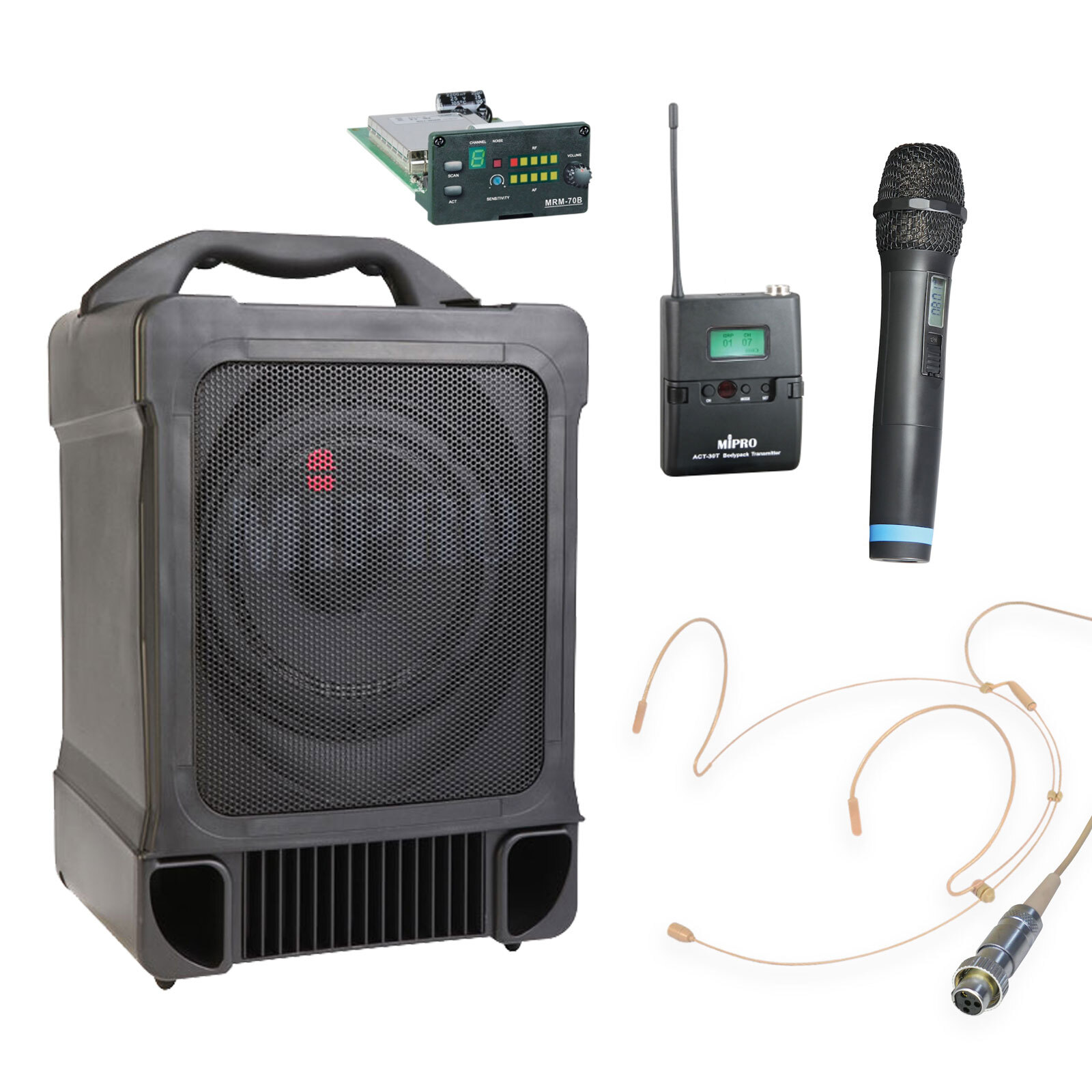 Mipro MA707 70W Portable Battery PA System with Headworn & Handheld