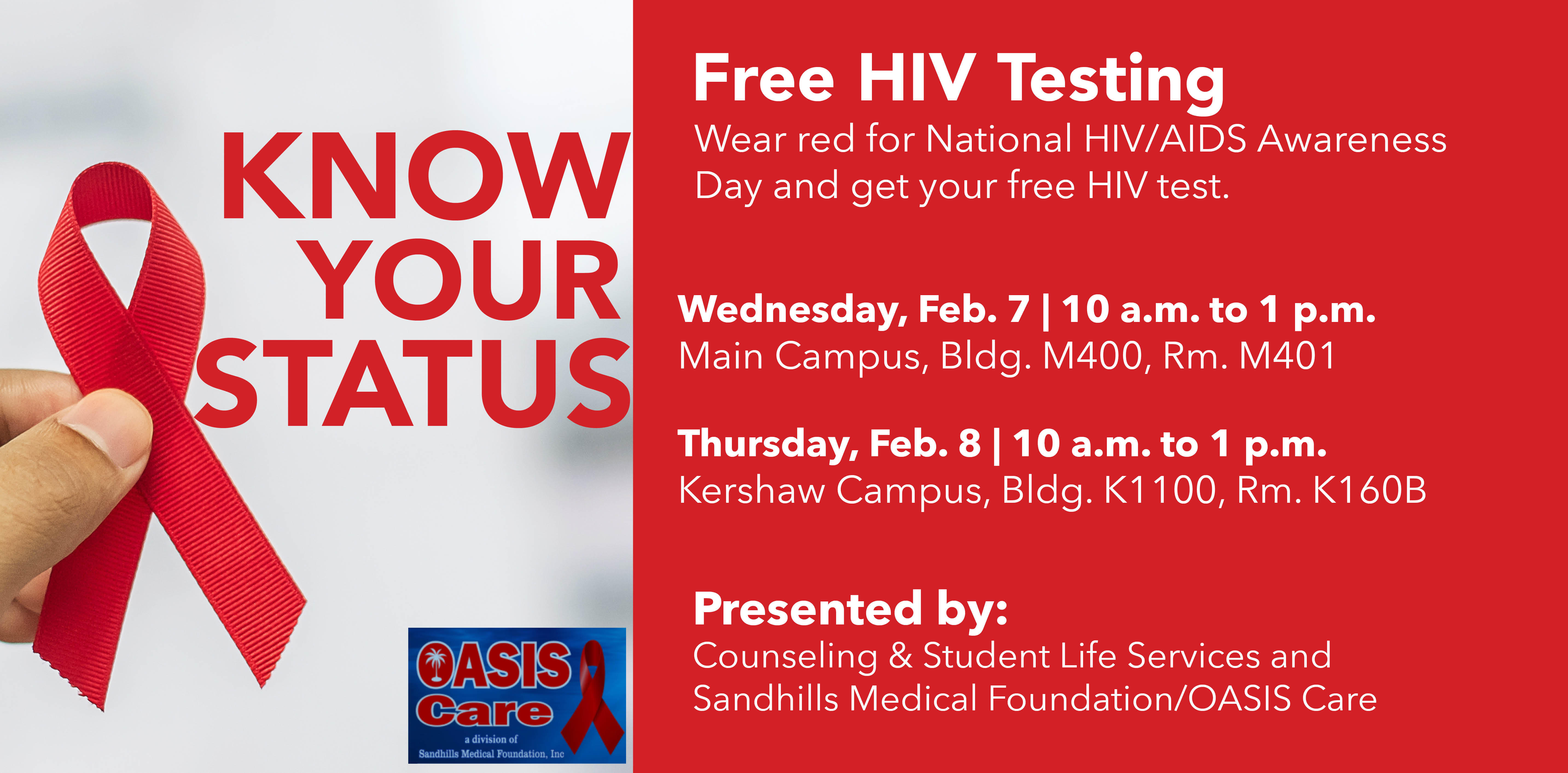 Free HIV Testing (Main Campus) Central Carolina Technical College