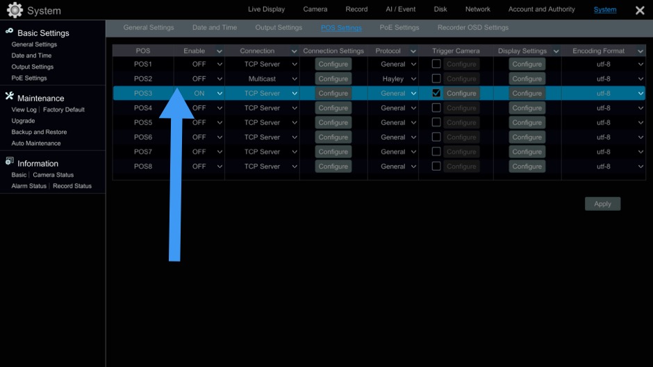 POS Text Integration, Cash Register Camera Setup