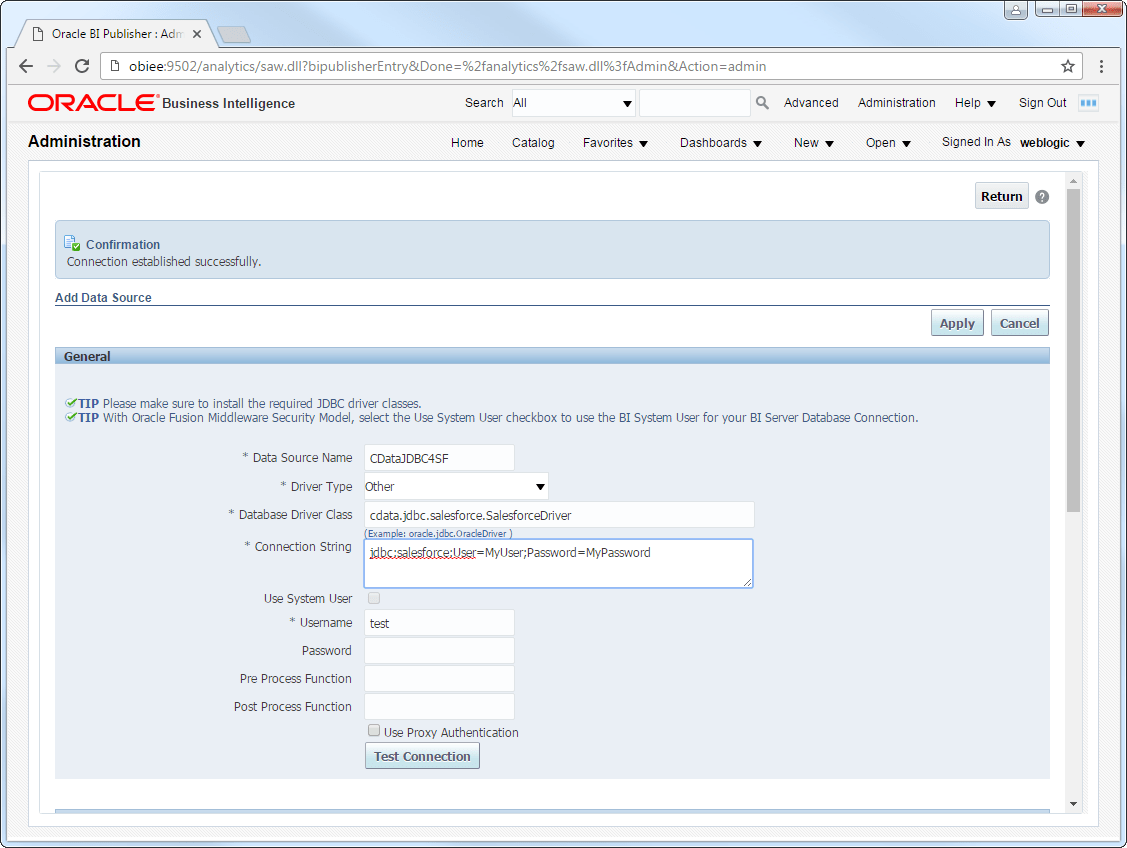 Snowflake Reporting in OBIEE with the Snowflake JDBC Driver