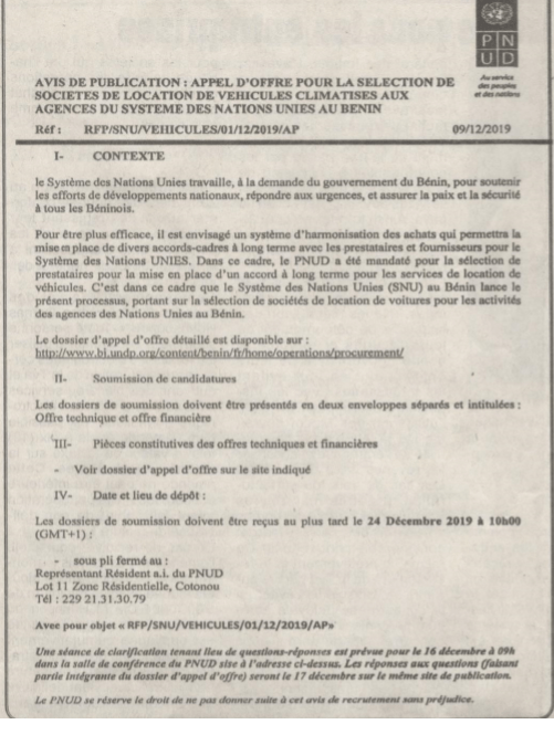 Job and vacancies at Central African Republic, Bangui UNDP jobs