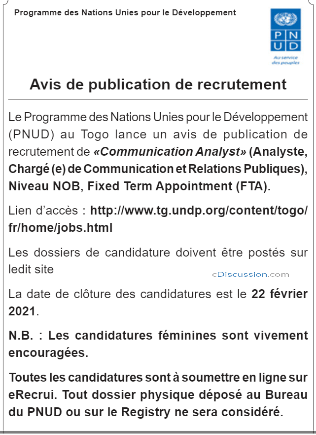 Programme des Nations unies pour le développement
