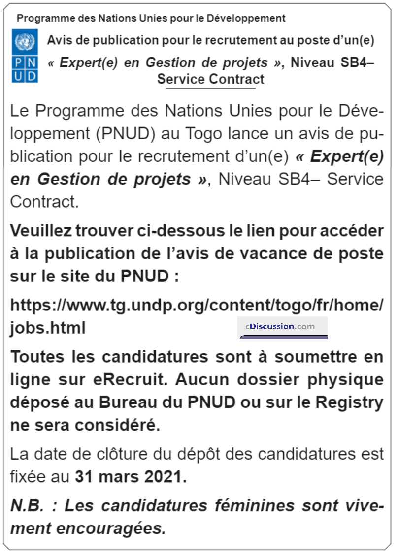 Le PNUD recrute Un Associé (e) Local à la Sécurité (LSA)
