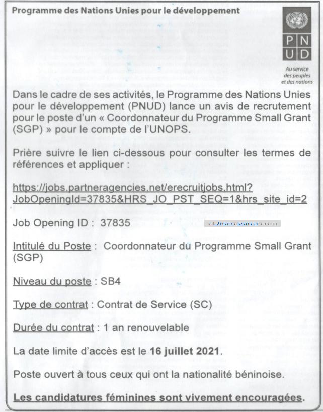 Emploi Programme des Nations unies pour le.