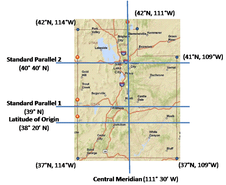 (a) Sketch on the map the standard parallels, thecentral meridian and