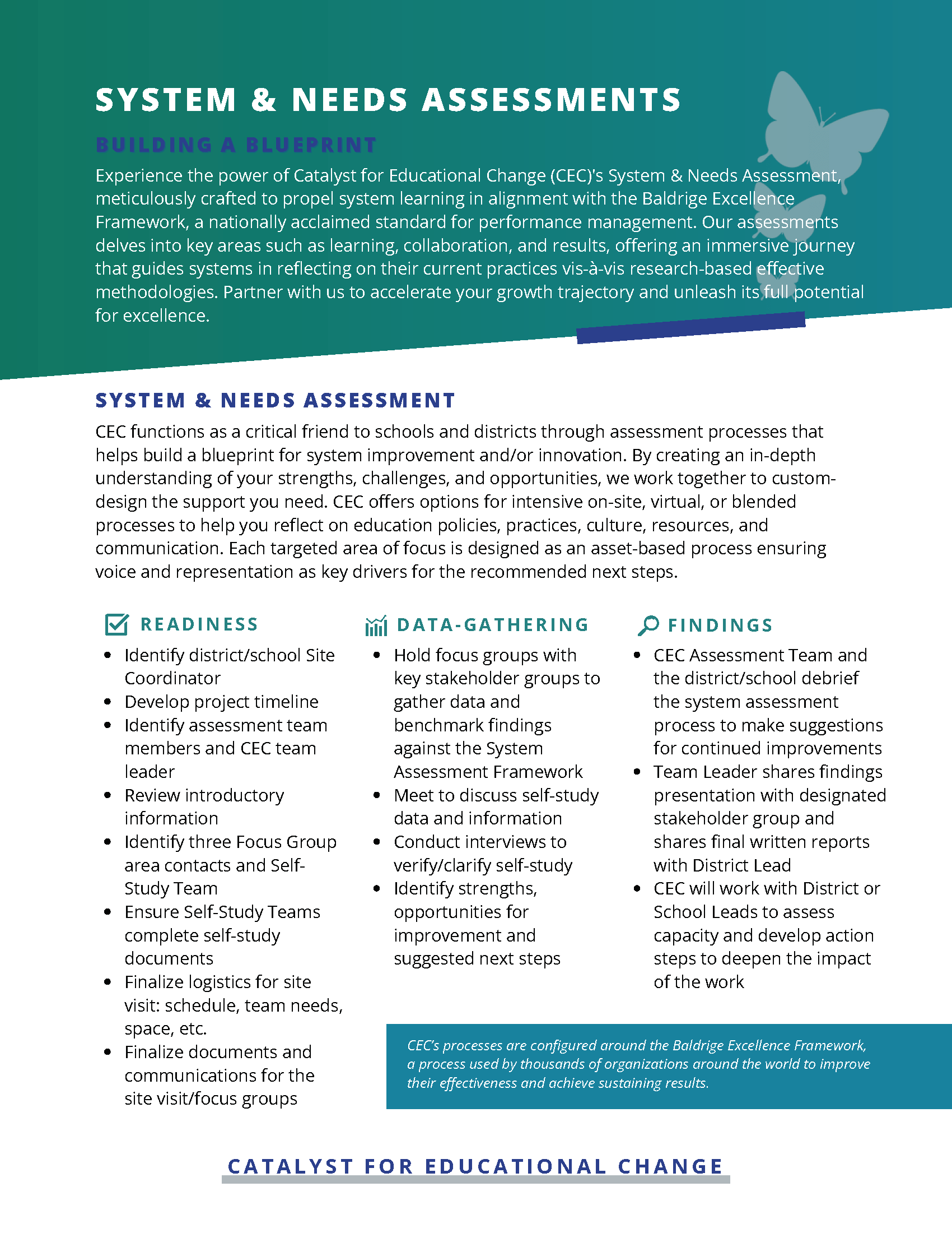 System & Needs Assessment Catalyst for Educational Change