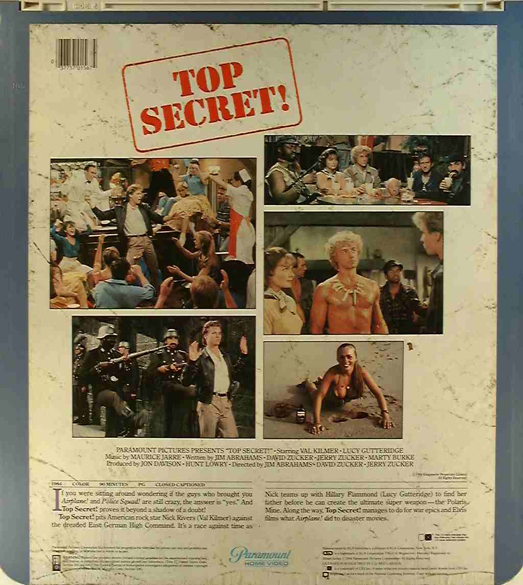 Top Secret!** {37757015674} R Side 2 CED Title Bluray DVD Movie