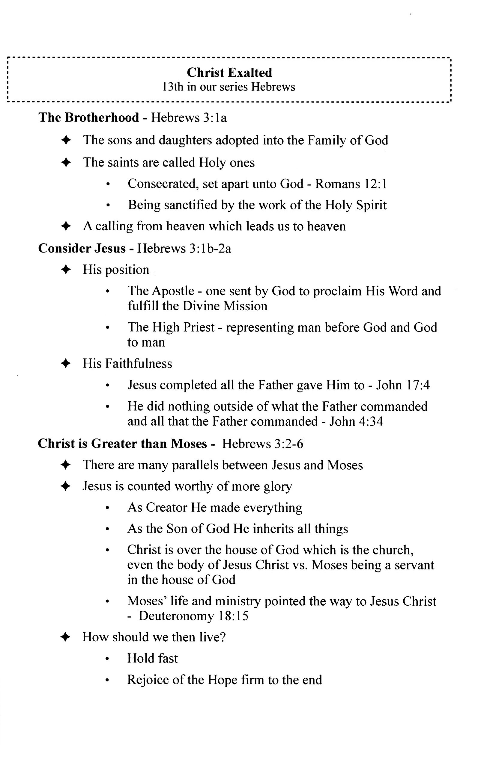 CEFC Hebrews Sermon Series