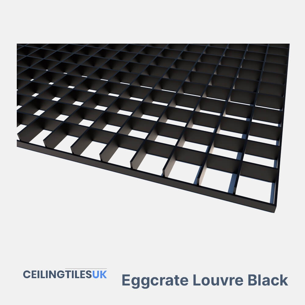 600 x 600mm Black Eggcrate Louvre Ceiling Tiles UK