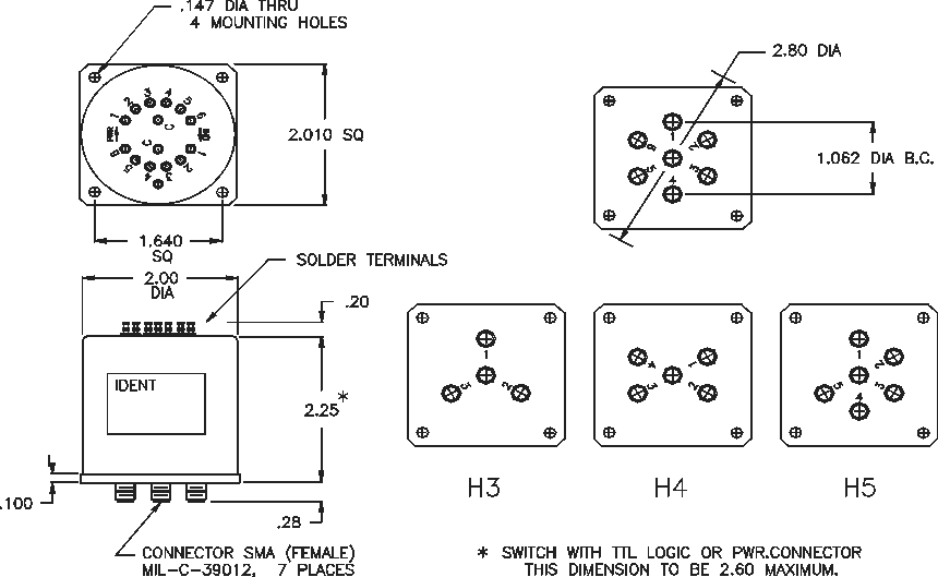 SP4T Coaxial RF Switch with Type SMA Connectors
