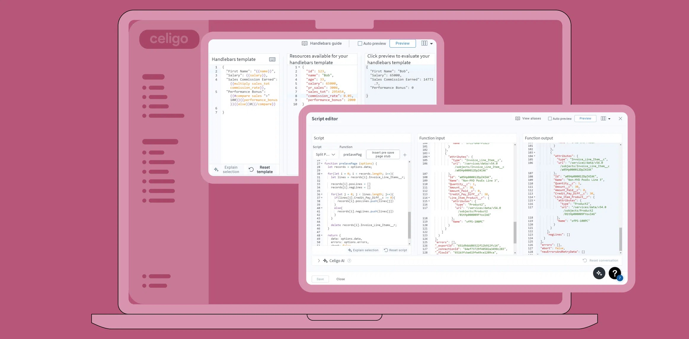 Handlebars and JavaScript hooks Best practices Celigo