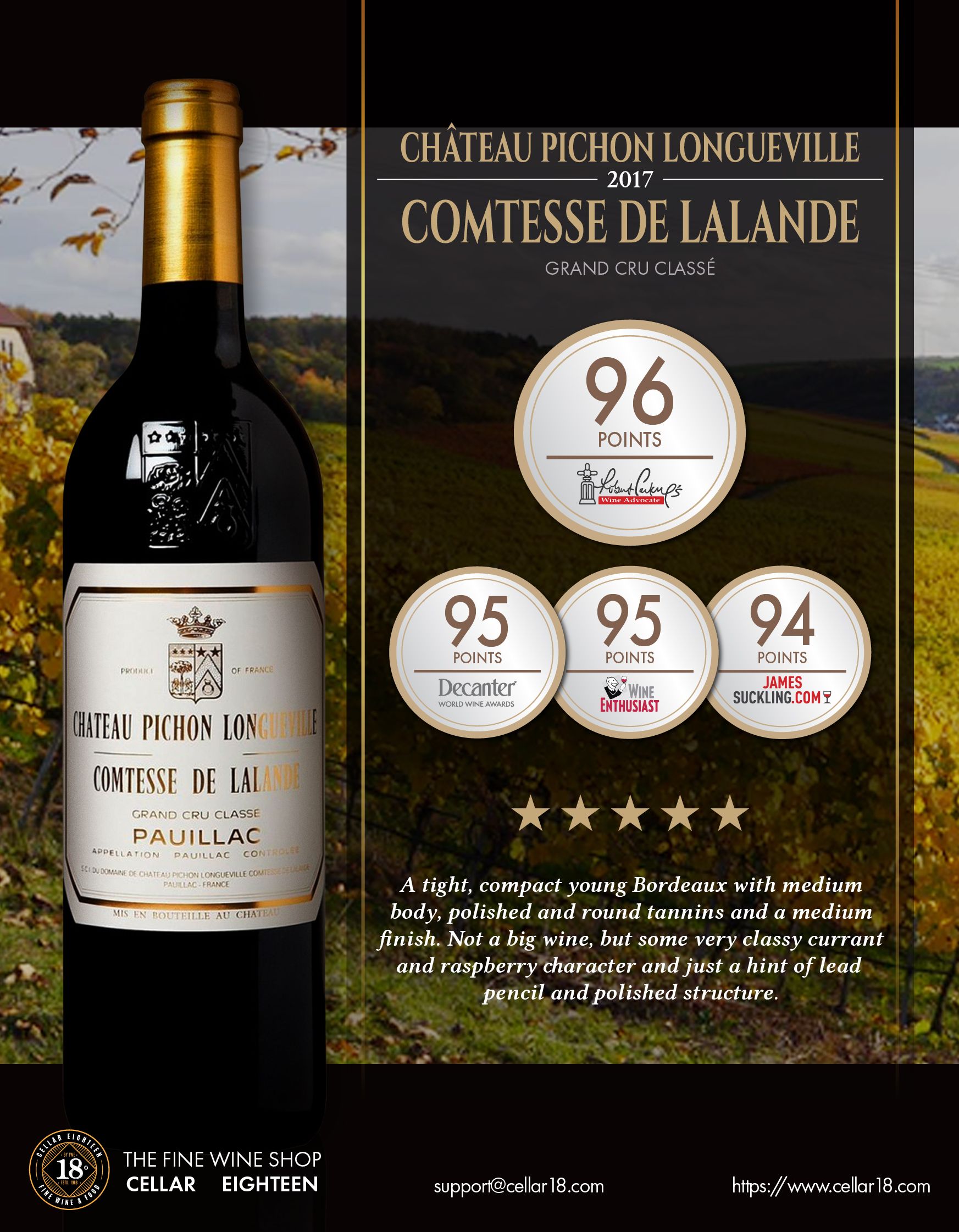 CH PICHON LALANDE 17 Cellar 18 Fine Wine & Food