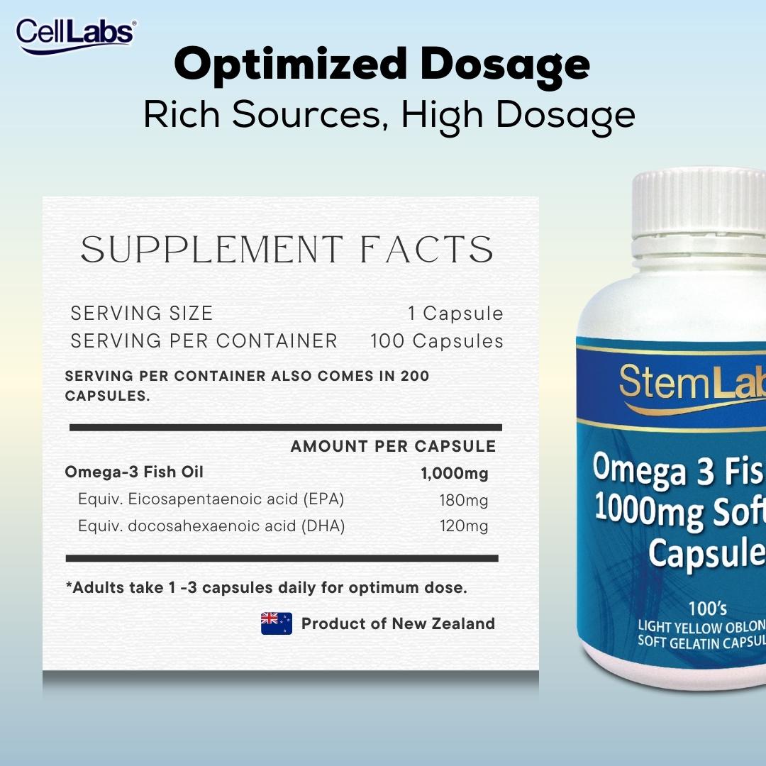 StemLabs Omega 3 Fish Oil 1000mg Fish Oil Supplement CellLabs