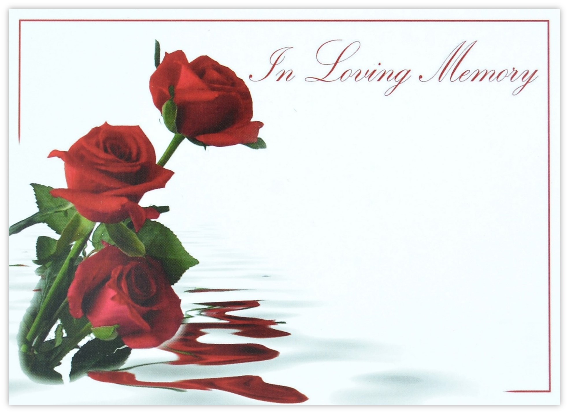 In Loving Memory (3 Red Roses) 90mm x 125mm Florist Cards CelloExpress