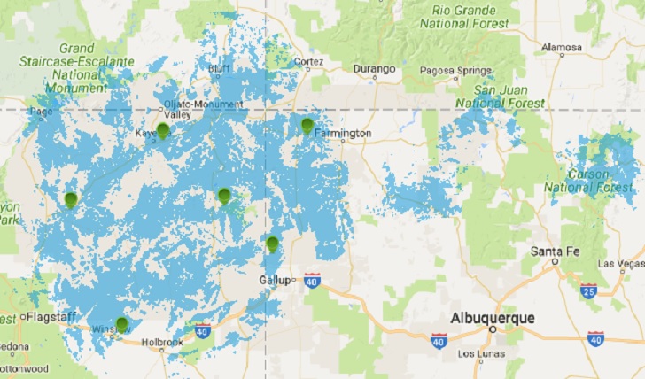 Shentel Wireless Coverage Map Cellular NTUA Wireless Coverage in the Navajo Nation area
