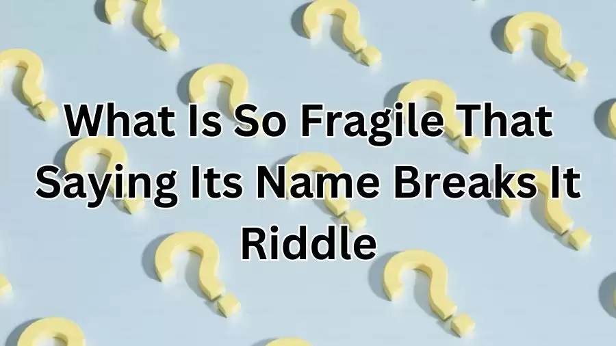 What Is So Fragile That Saying Its Name Breaks It Riddle Puzzling Paradox