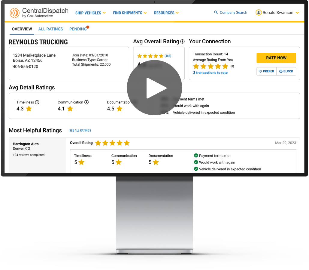 Auto Transportation’s Most Reliable Rating System Central Dispatch