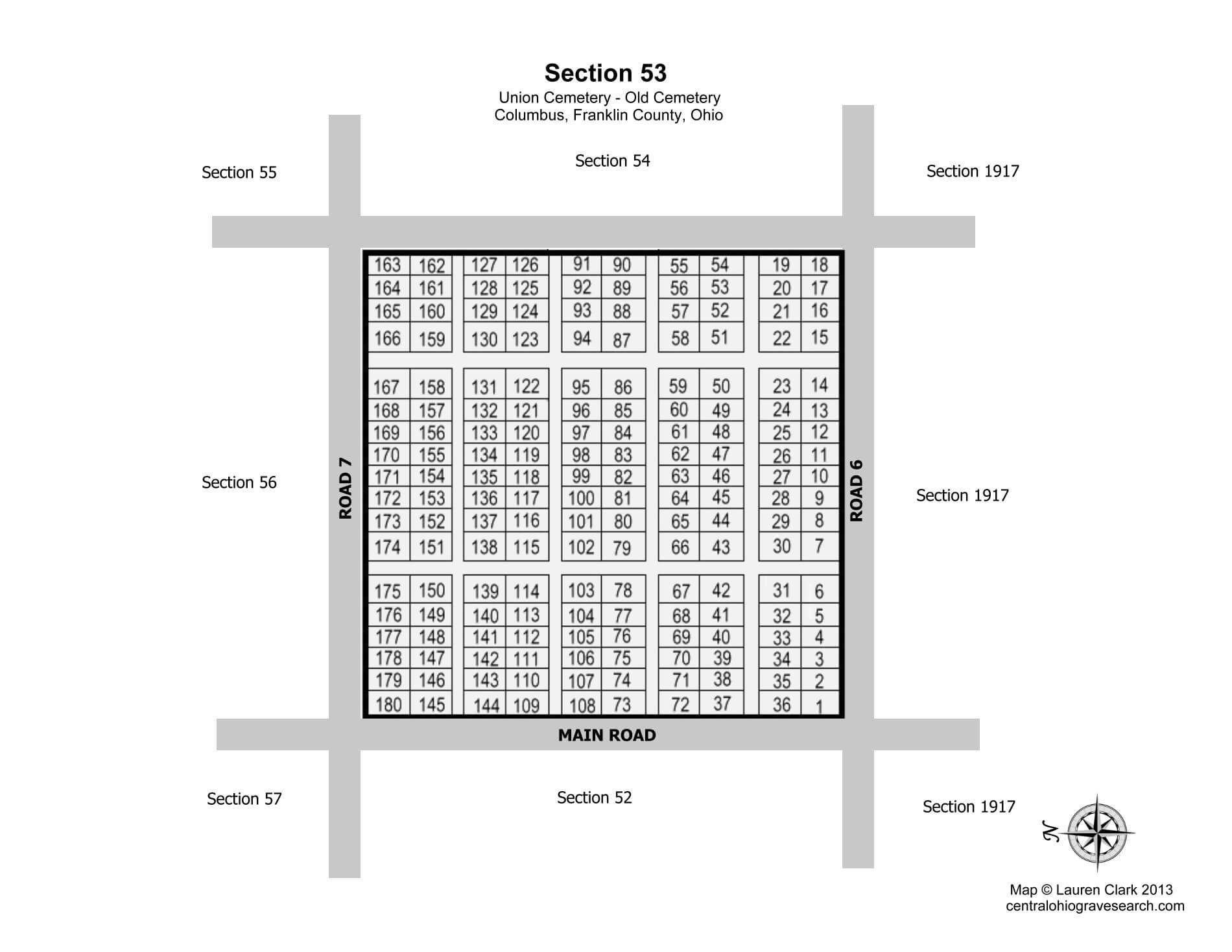 Union Cemetery Section 53 Map