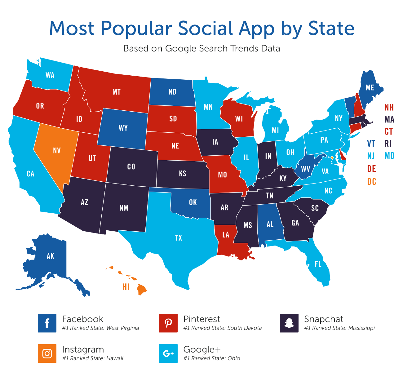 Popular Mobile Smartphone Social App by State [MAP] CenturyLinkQuote