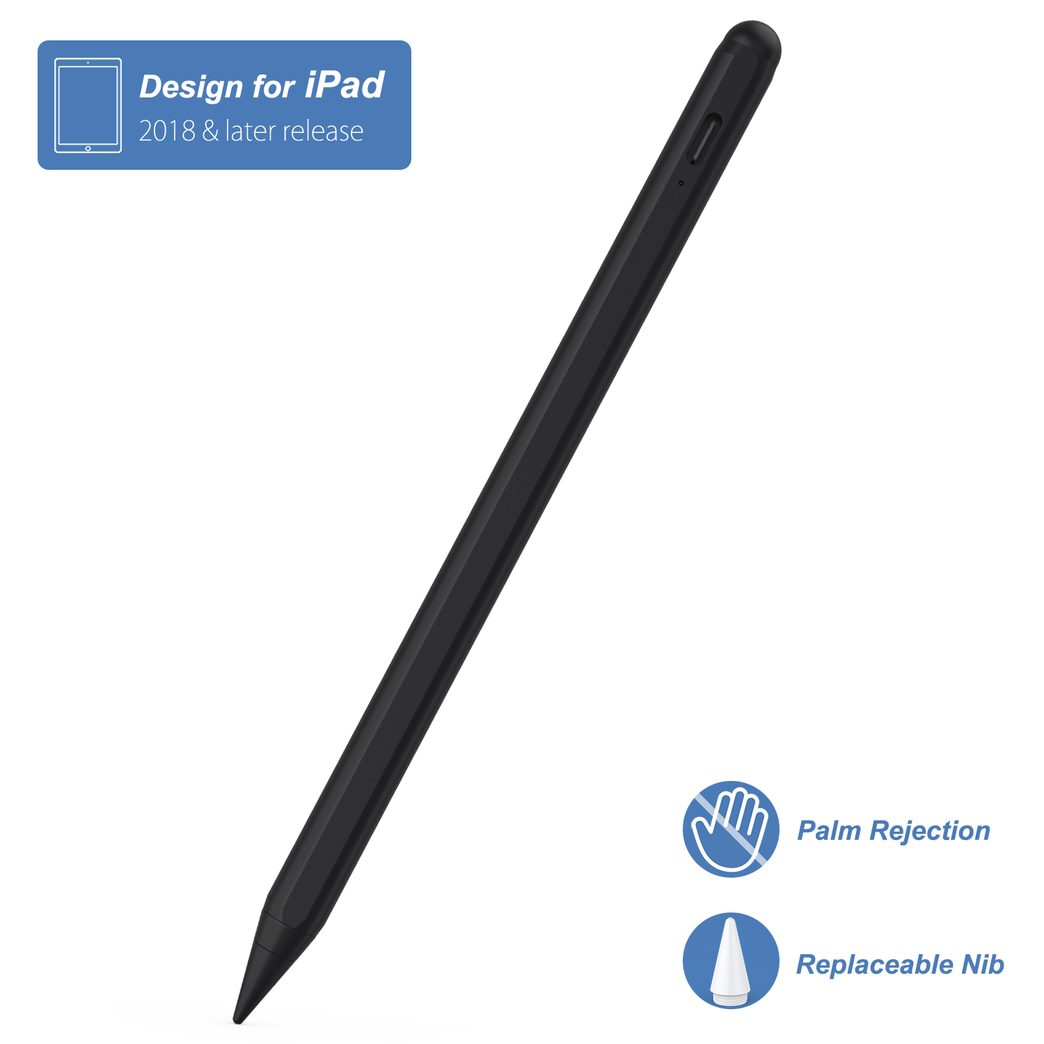 China Black Stylus Palm Rejection Touch Pen Screen Tablet Stylus For