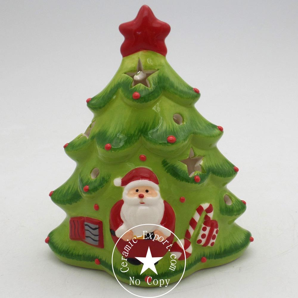 Supply Ceramic Candle Holder White Christmas Trees Wholesale