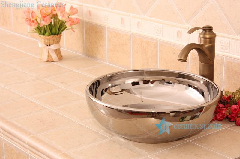 RYXW693 Single layer silver mirror glazed simple style counter top sink