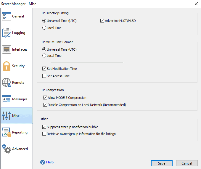 Miscellaneous FTP Settings FTP MDTM Time Format and more