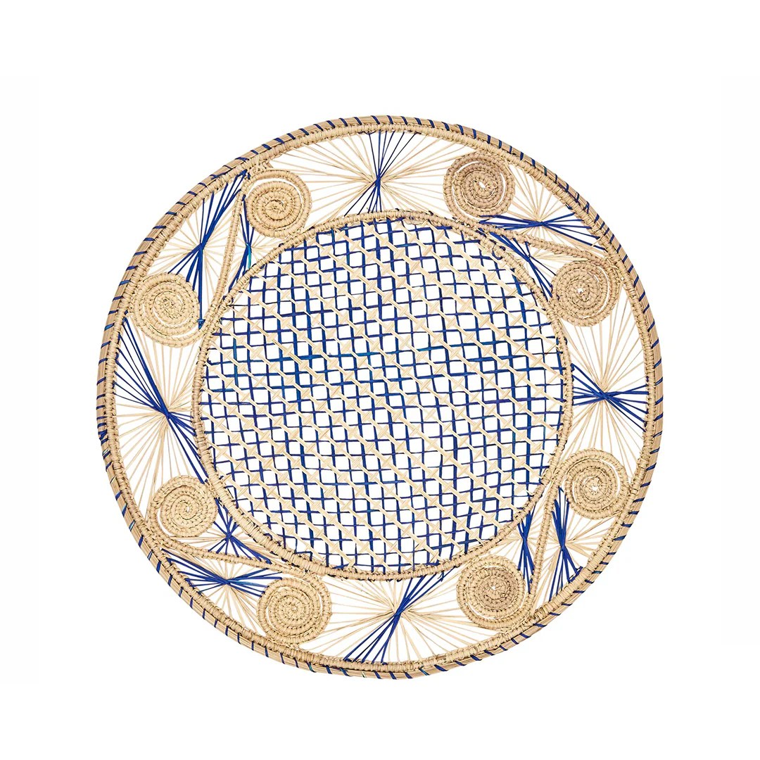 Placemat Blue Handwoven Raffia ceremonytableware