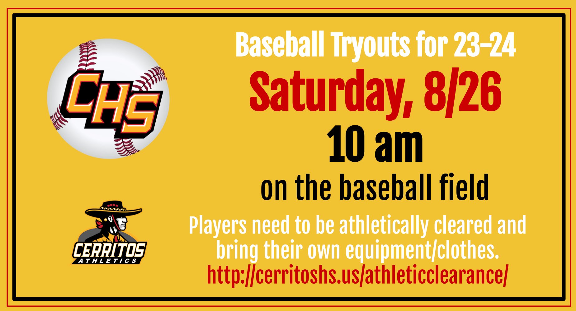 Fall Sports Tryouts Baseball/Softball/Boys Soccer Cerritos High School