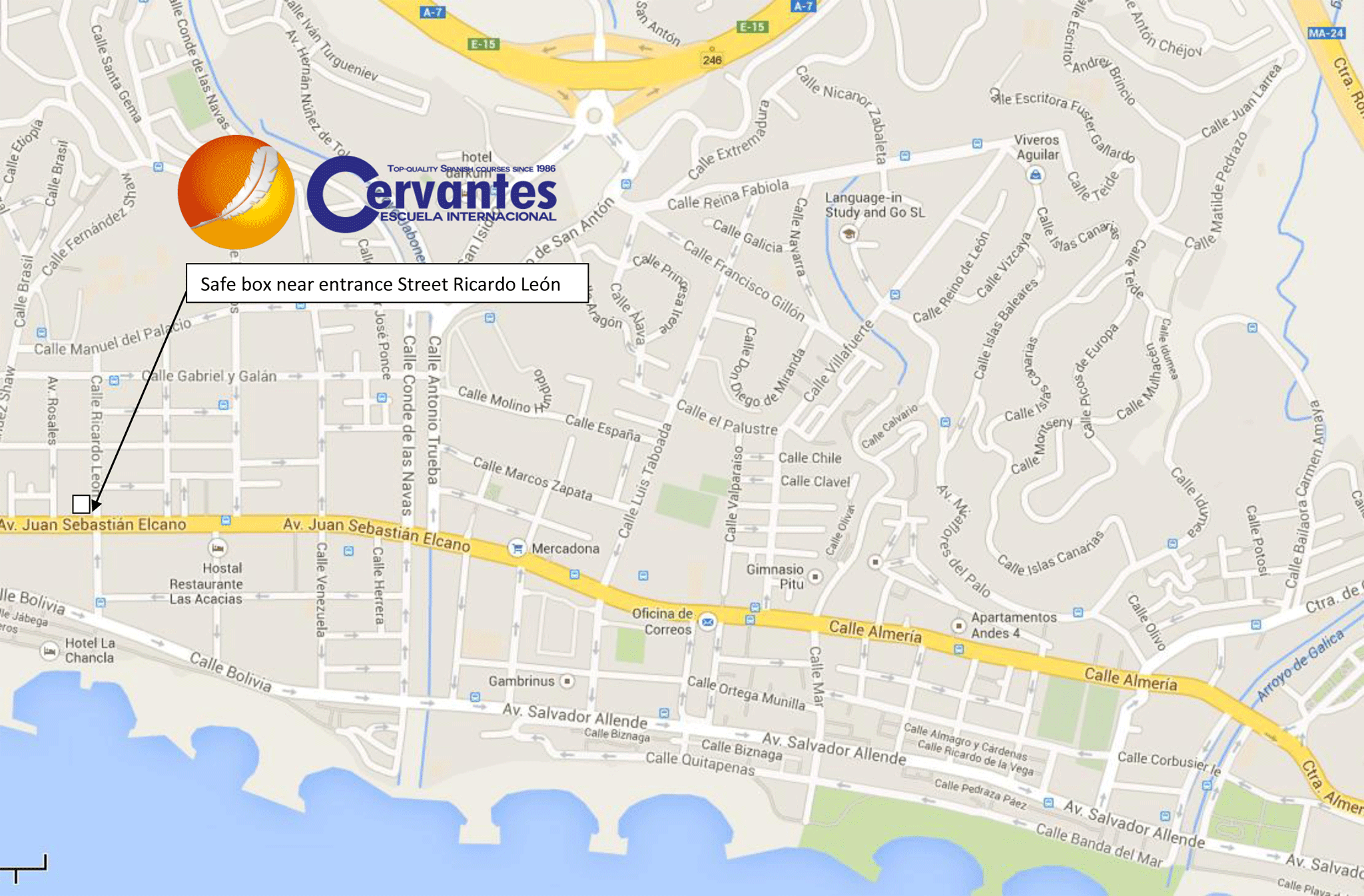 Detailed city map of Malaga, street map