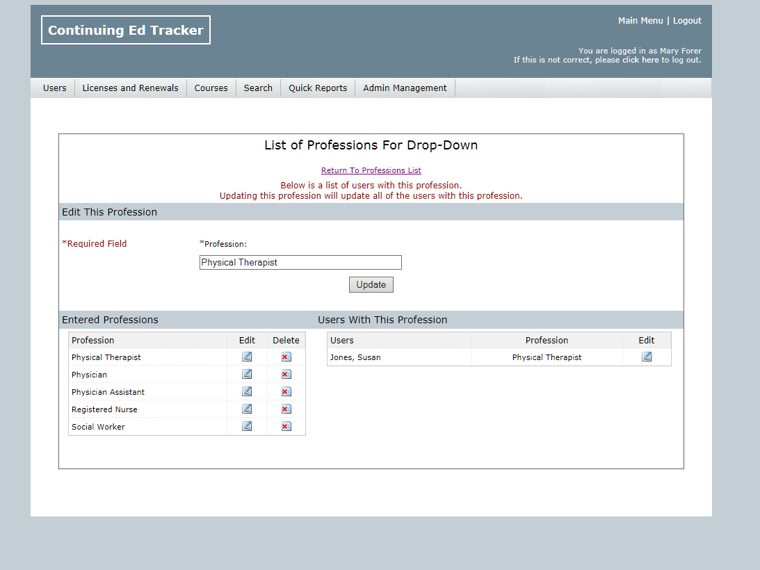 Continuing Ed Tracker LIVE Product Tour