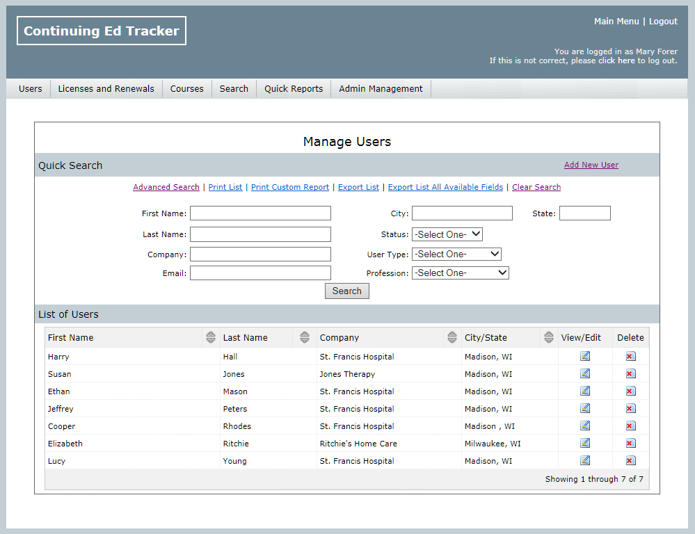 Continuing Ed Tracker LIVE Product Tour