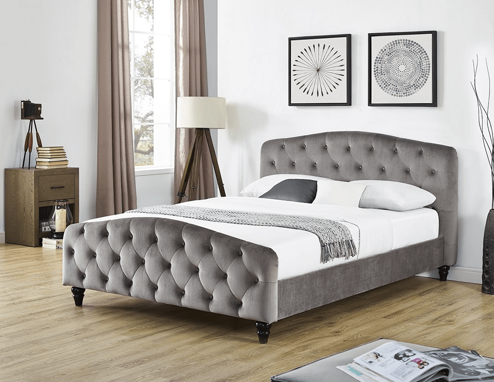Sandra Double Bed Grey CFD Sofas Ltd