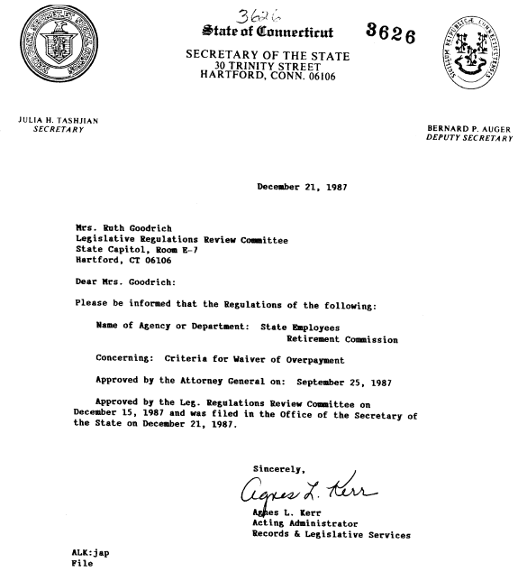 STATE EMPLOYEE RETIREMENT COMMISSION REGULATIONS