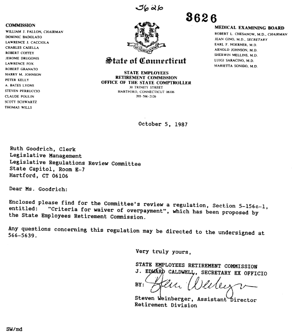 STATE EMPLOYEE RETIREMENT COMMISSION REGULATIONS