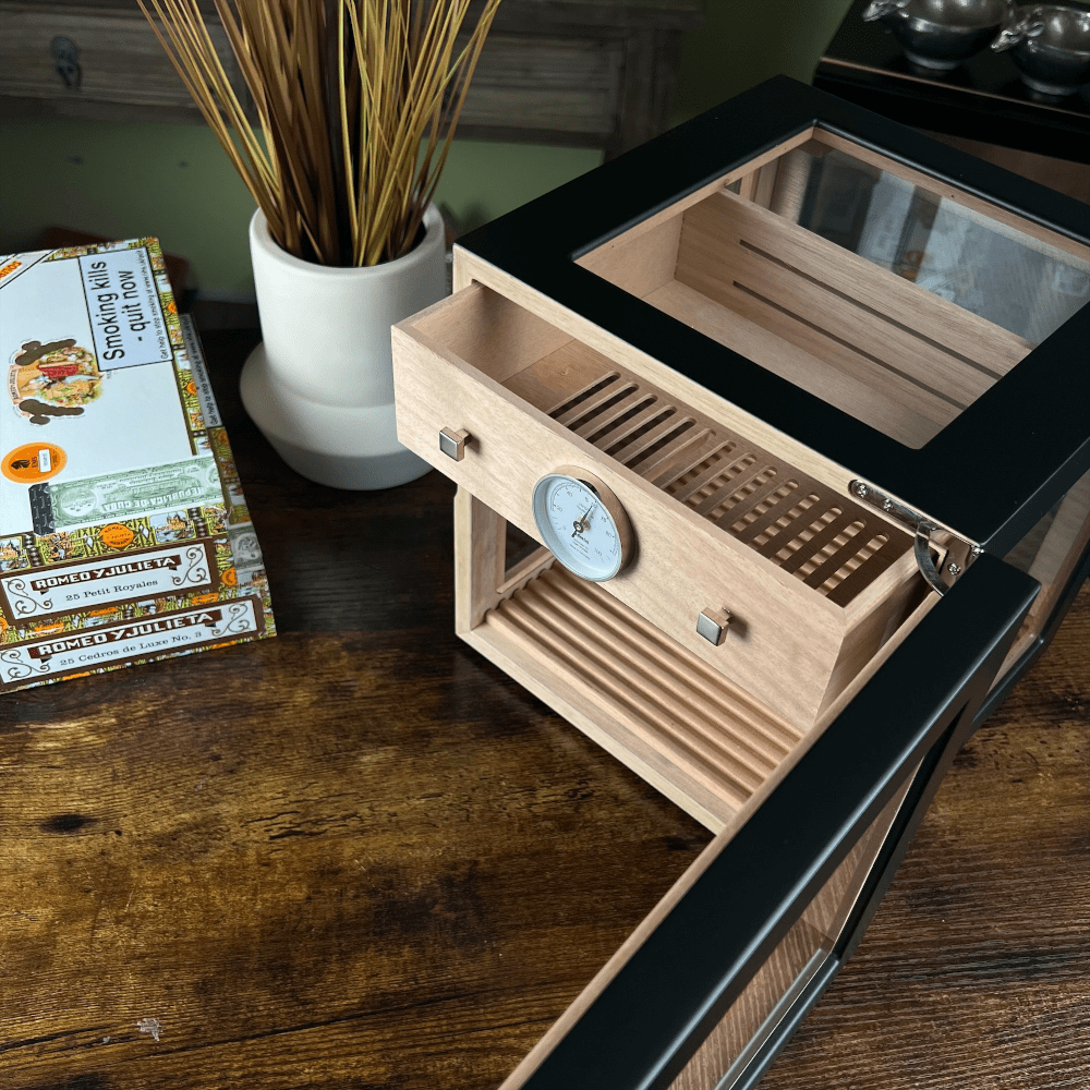 Adorini Cube Deluxe Black Cigar Humidor 100 Cigar Capacity