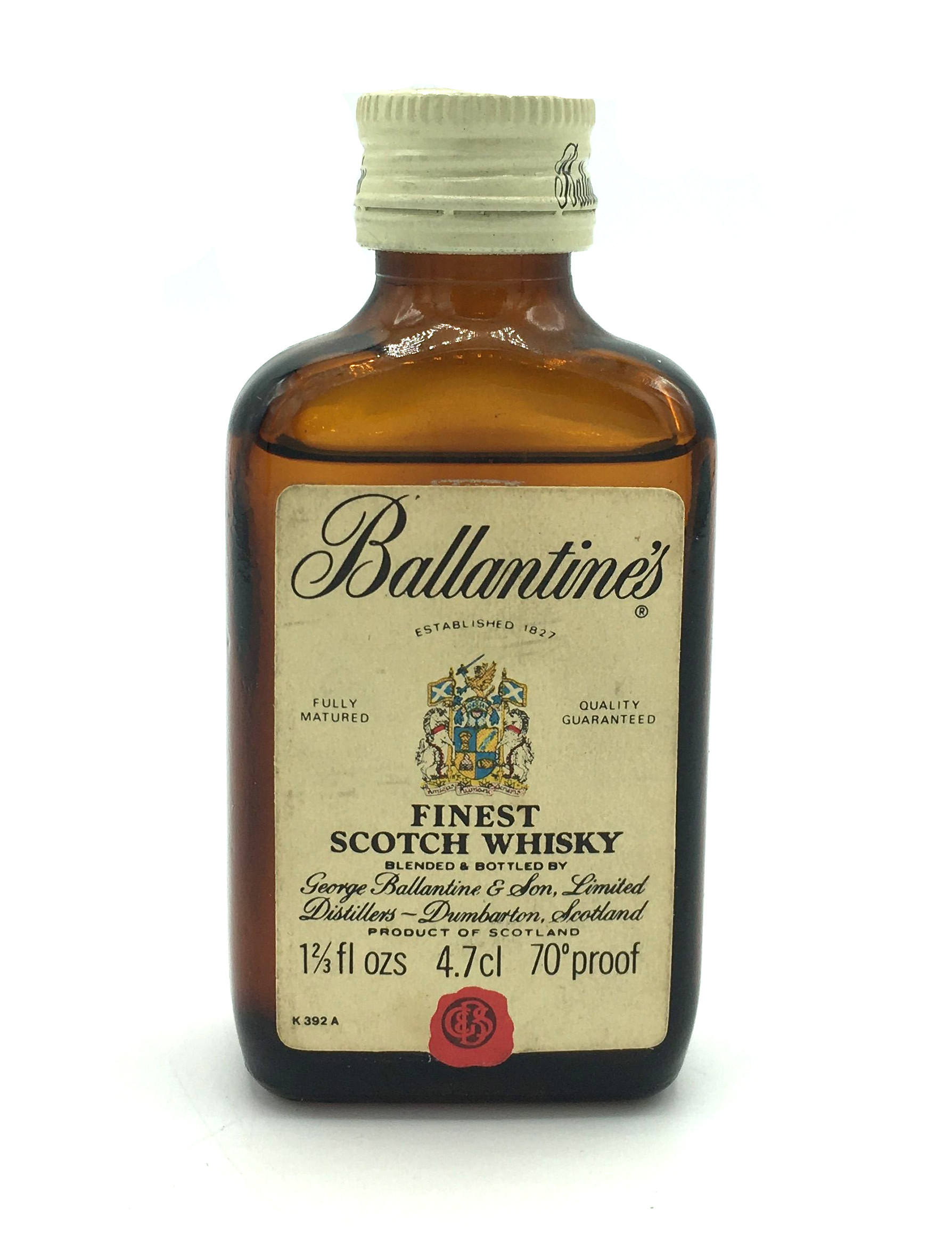 Ballantines Finest Scotch Whisky Miniature 1 2/3 FL.OZ 70 Proof