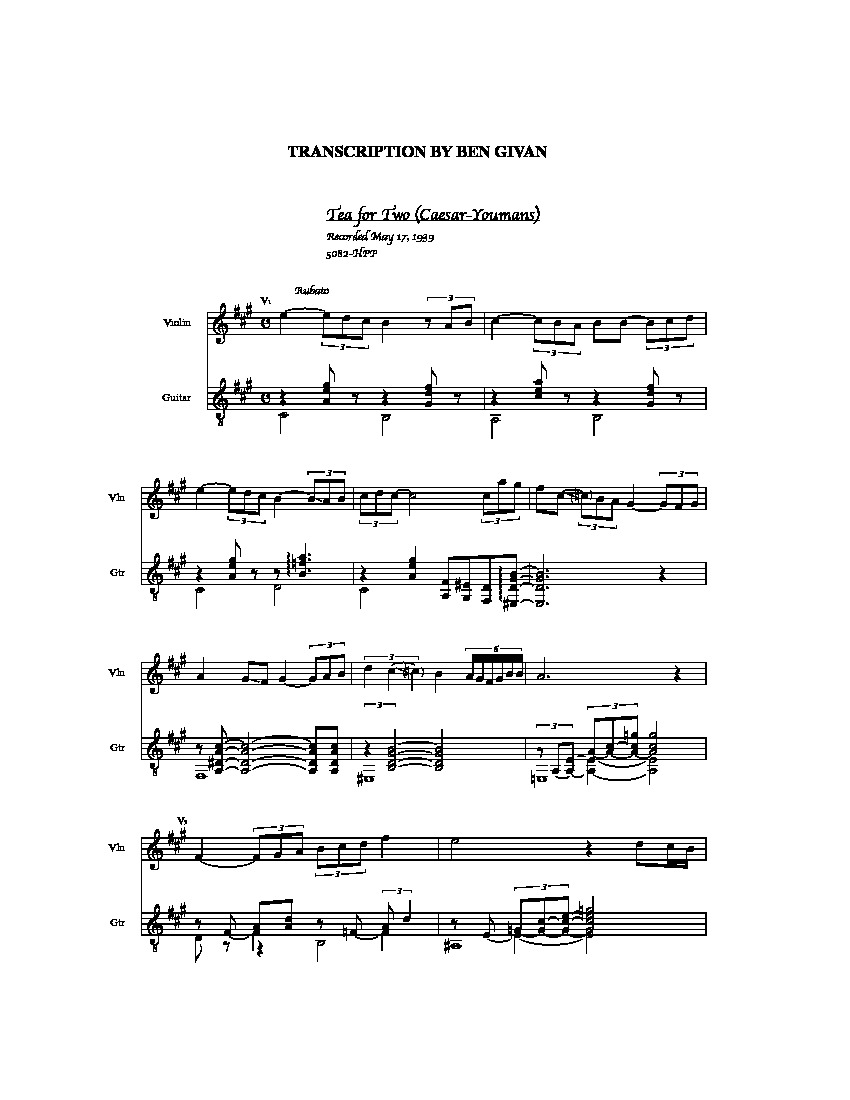 Reinhardt. Django Tea for Two Classical Guitar Library Classical