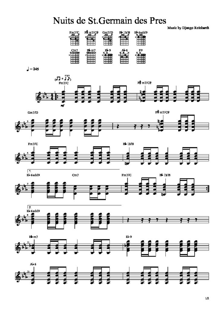 Nuits de St Germain des Pres Guitar 2 by Django Reinhardt (PDF)