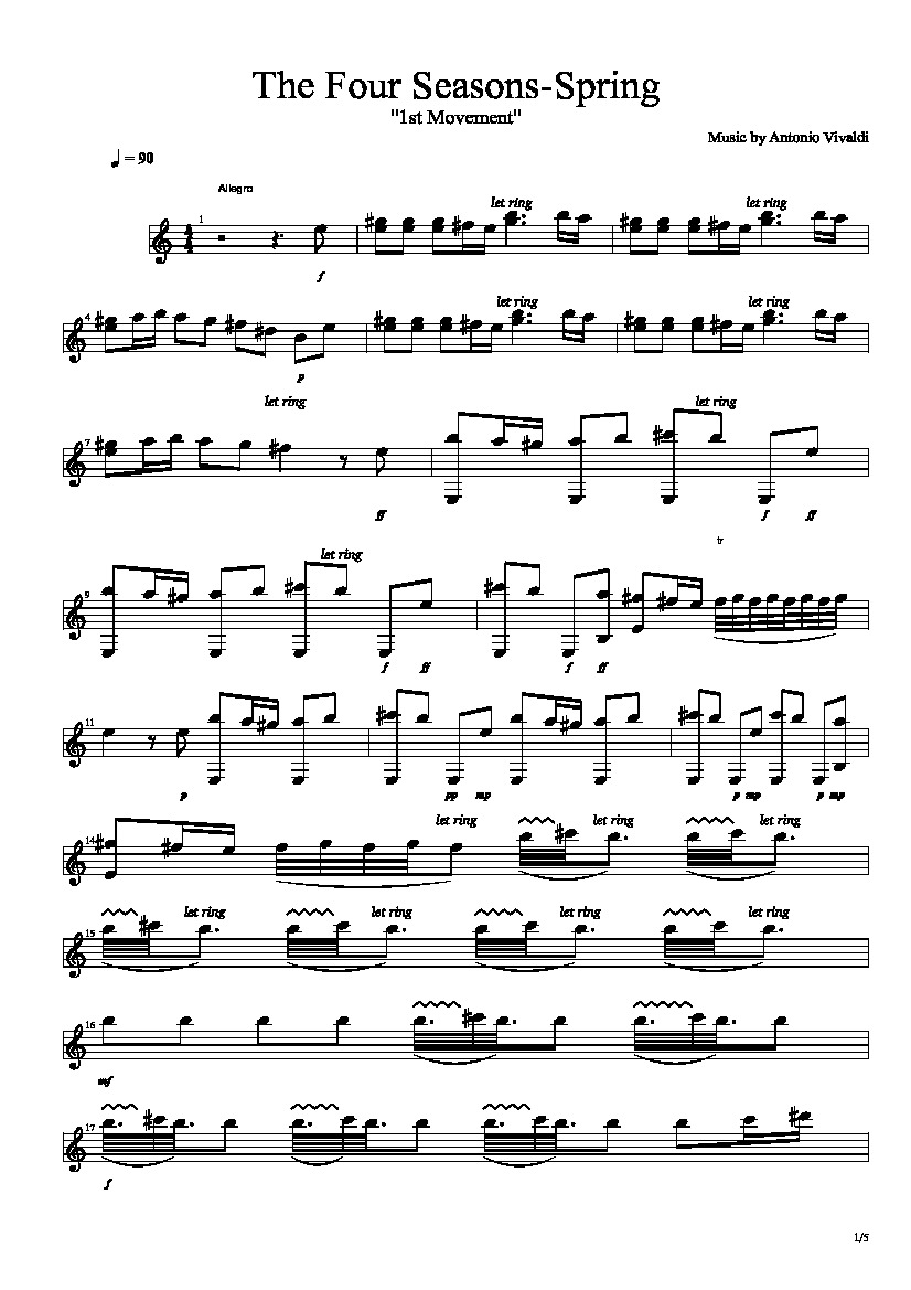 The Four SeasonsSpring Duo Guitar 1 by Antonio Vivaldi (PDF)