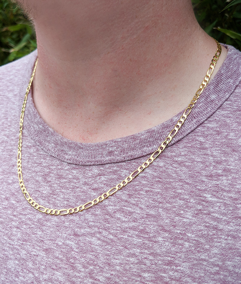 24 Inch Figaro Gold Chain Men S Figaro Necklace 14k Yellow Gold 24