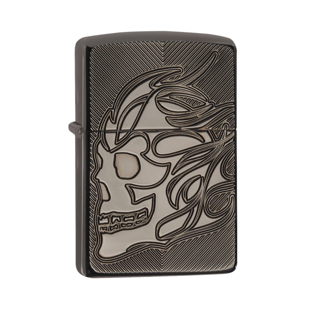ZIPPO SKULL ARMOUR BLACK ICE DEEP CARVE LIGHTER GIFT BOX 99201