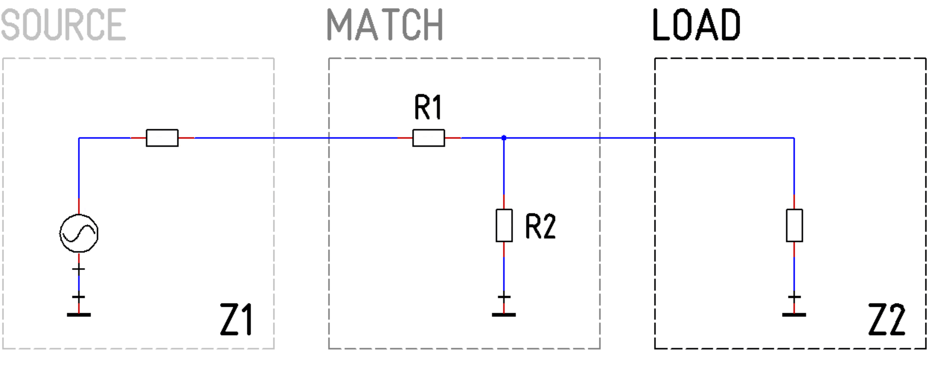 Online Calculator .. Minimum Loss Resistor Matching Network