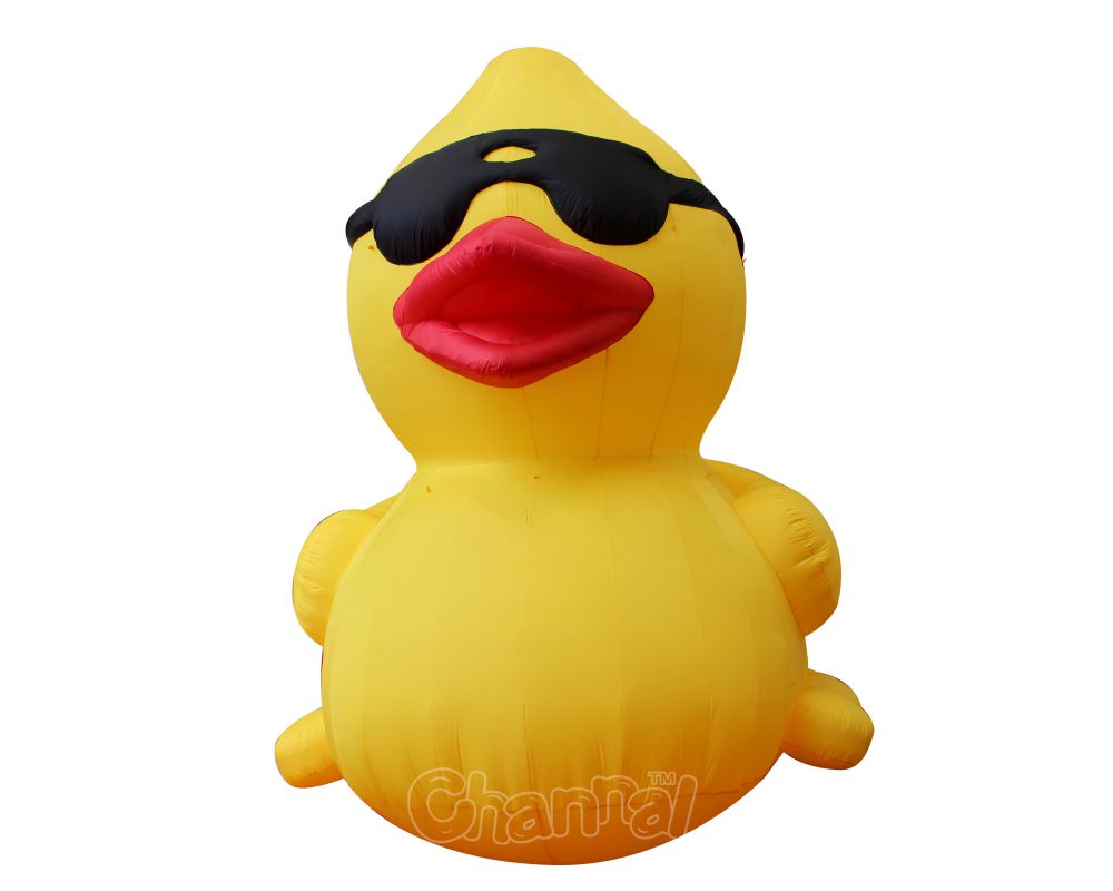 Big Inflatable Yellow Duck With Sunglasses Channal Inflatables