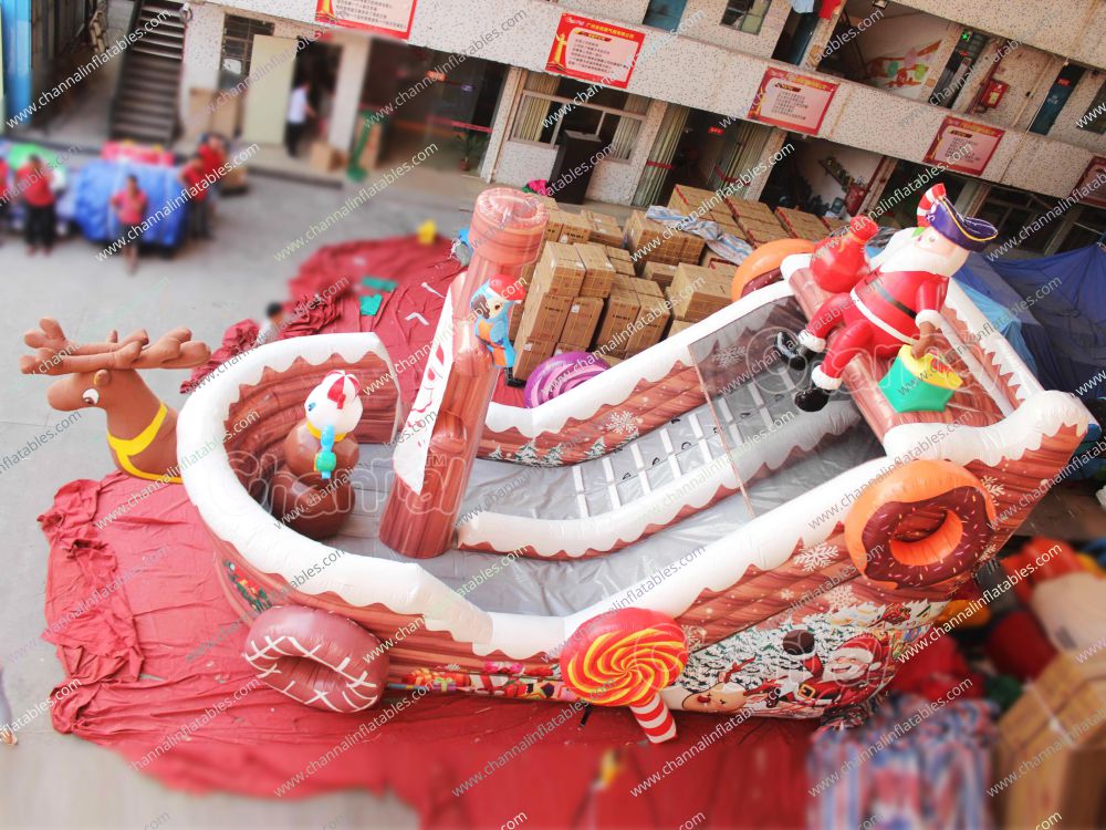 Santa Pirate Ship Inflatable Slide Channal Inflatables