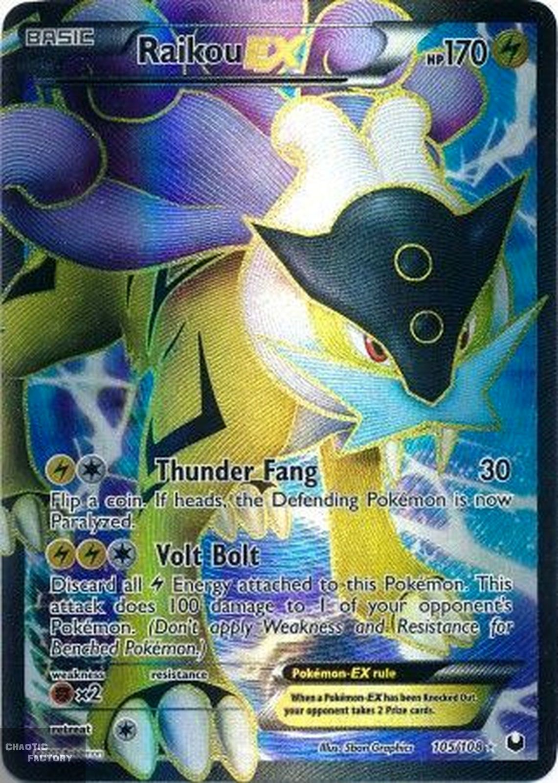Pokemon Raikou EX 105/108 Full Art Ultra Rare LP